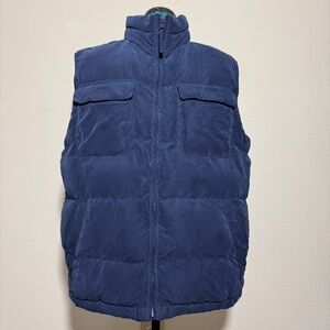 St Johns Bay Men Puffer Vest Blue Sleeveless Full Zip Pockets Size Medium
